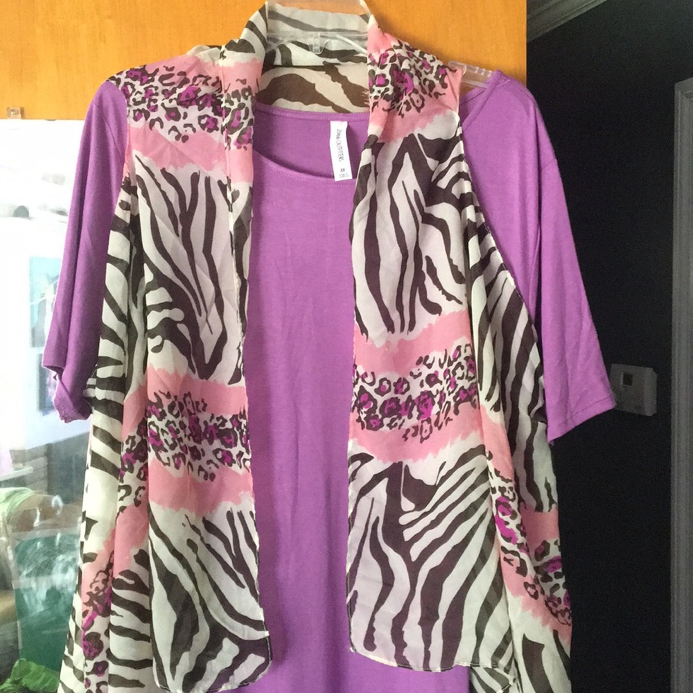 3x (18-20) purple dress with animal print cover